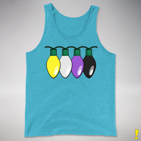 Nonbinary Pride Christmas Lights Premium Tank Top - Aqua Triblend